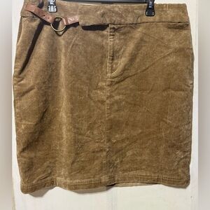 American Living Tan Corduroy Pencil Skirt with Belt Size-16